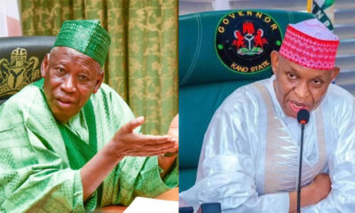 Former APC National Chairman, Dr Abdullahi Umar Ganduje and Kano State Governor, Abba Kabir Yusuf