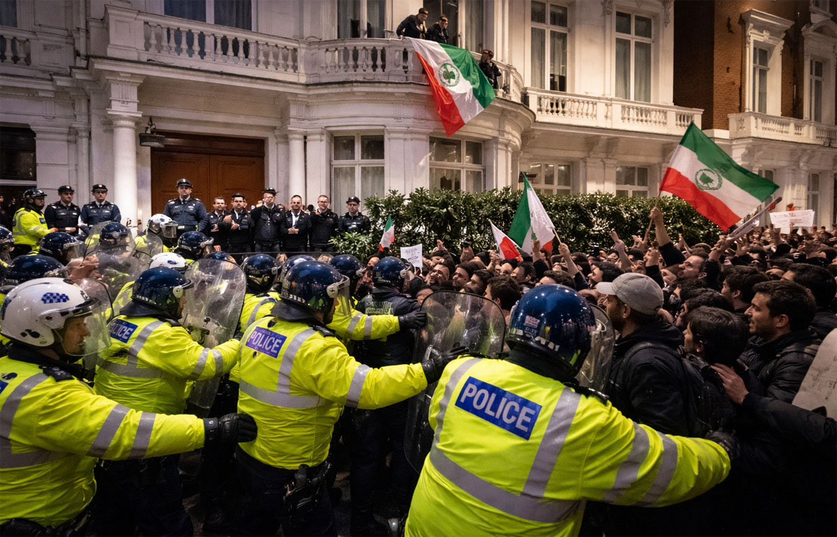 Violent Clashes at Iranian Embassy in London