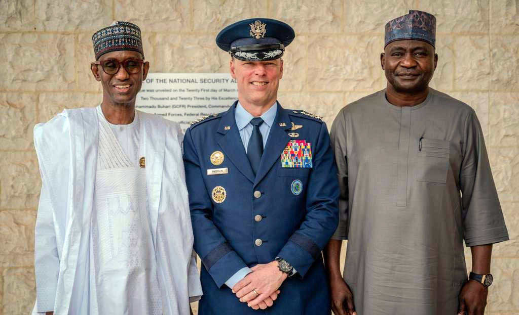 NSA Nuhu Ribadu, General Dagvin Anderson, Commander, US AFRICOM and Minister of Defence Christopher Gwabin Musa