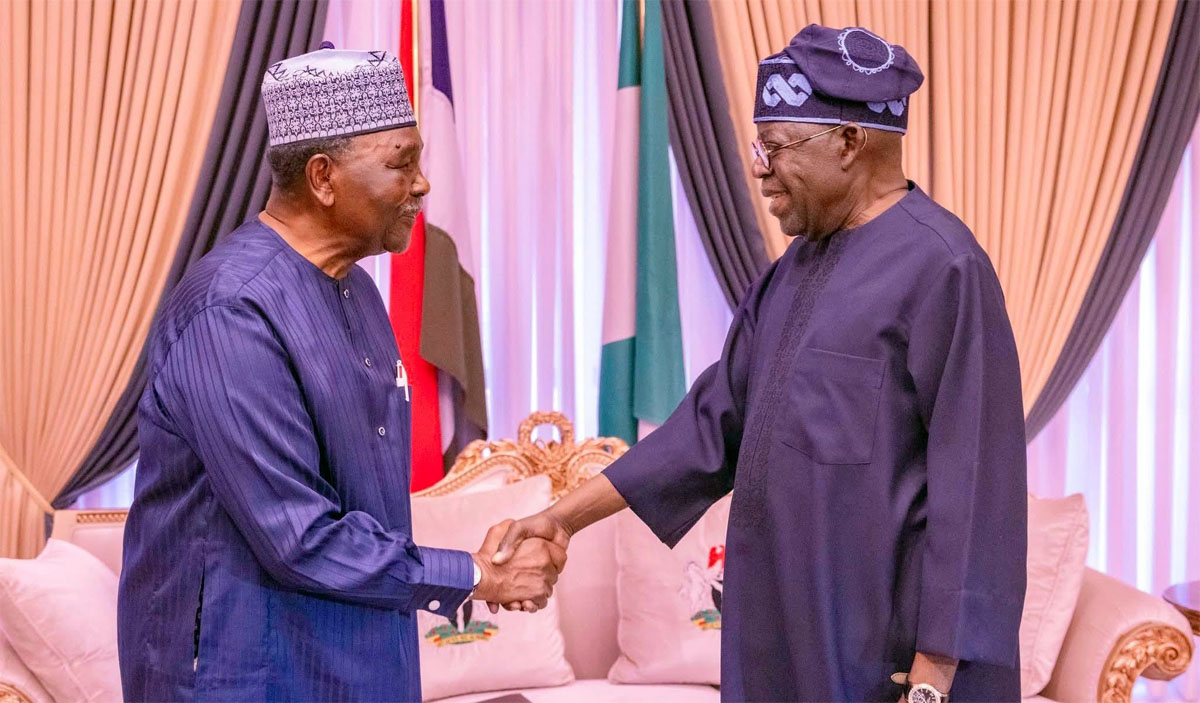 Former military head of state, General Yakubu Gowon and President Bola Ahmed Tinubu