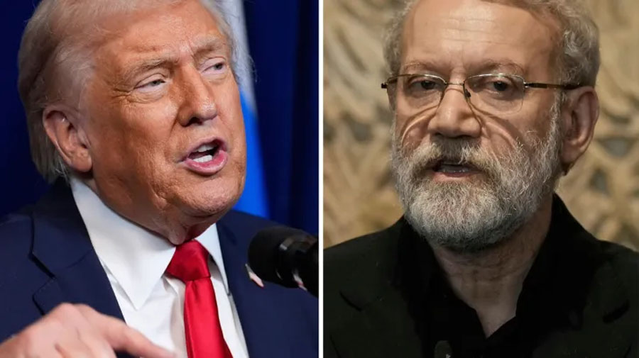 US President Donald Trump and Ali Larijani, Secretary of Iran’s Supreme National Security Council