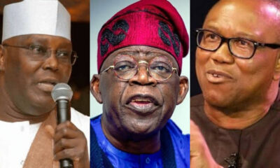 Atiku Abubakar, President Bola Tinubu and Peter Obi