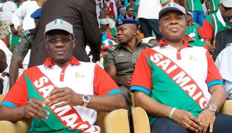 Former Governor Abdulfatah Ahmed of Kwara and former Senator Bukola Saraki