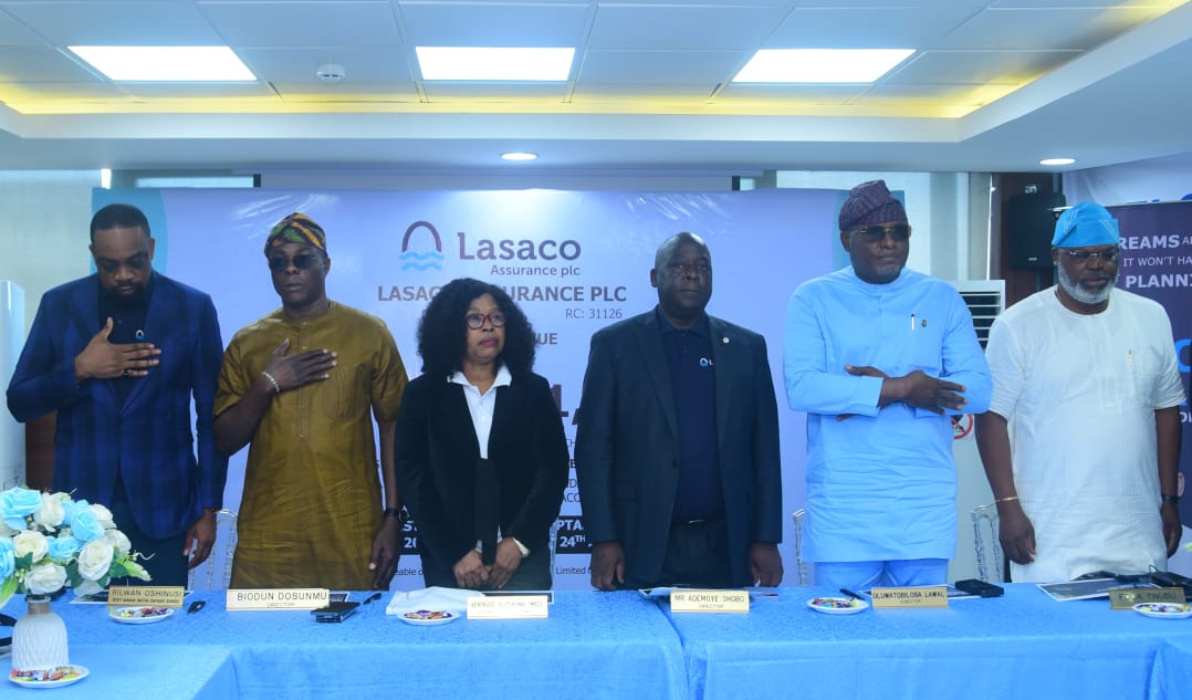L-R: Deputy Managing Director, Rilwan Oshinusi; Non-Executive Director, Biodun Dosunmu; Betridge; Managing Director, Adeyemo Shobo; Non-Executive Director, Oluwatobiloba Lawal; Fola Tinubu, during a signing ceremony on rights issue of N18.47bn.