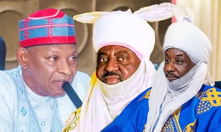 Governor Abba Kabir Yusuf, Aminu Ado Bayero and Muhammadu Sanusi II