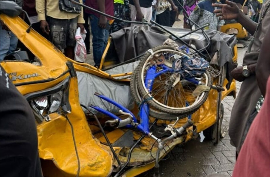 BREAKING: Several Injured as Car Crashes Into Tricycles in Lagos