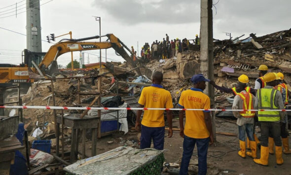 One Dead, 10 Rescued as Three-Storey Building Collapses in Lagos