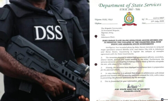 Leaked DSS memo warns of planned Boko Haram attacks, kidnappings in Adamawa, Borno