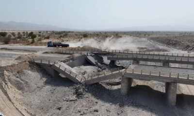 Images shared on Friday showed a damaged bridge in Iran's southern Hormozgan province