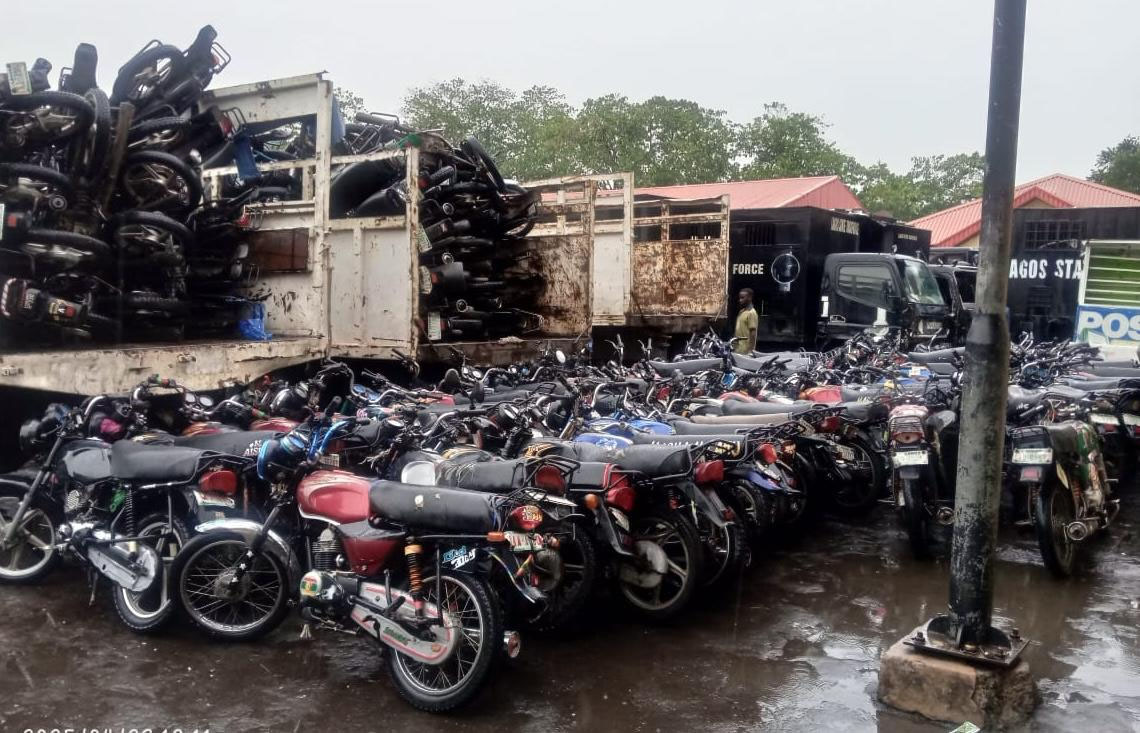 Lagos impounds 309 motorcycles in fresh crackdown on illegal okada operations