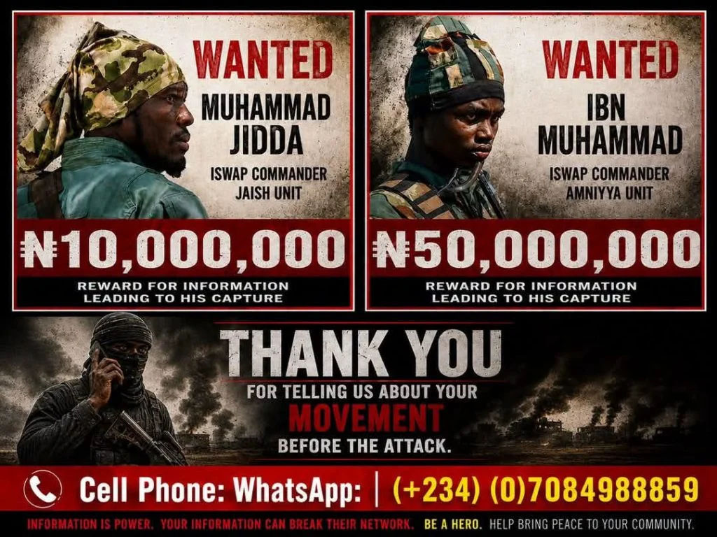 Nigerian Army Places N60m Bounty on Wanted ISWAP Leaders