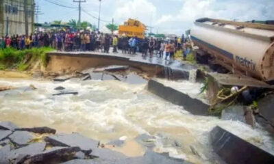 Flood Cuts Off Part of Agbarho-Ughelli Road, Strands Commuters in Delta
