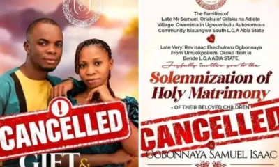 Irreconcilable Developments: Wedding Cancelled 24 Hours Before Ceremony