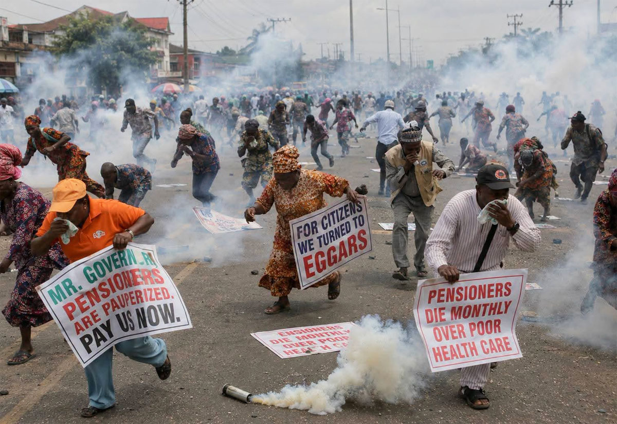 Lagos pensioners tear-gassed during protest as Sowore demands justice