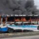 Lagos Mob Sets BRT Bus Ablaze After Fatal Crash, Driver Rescued
